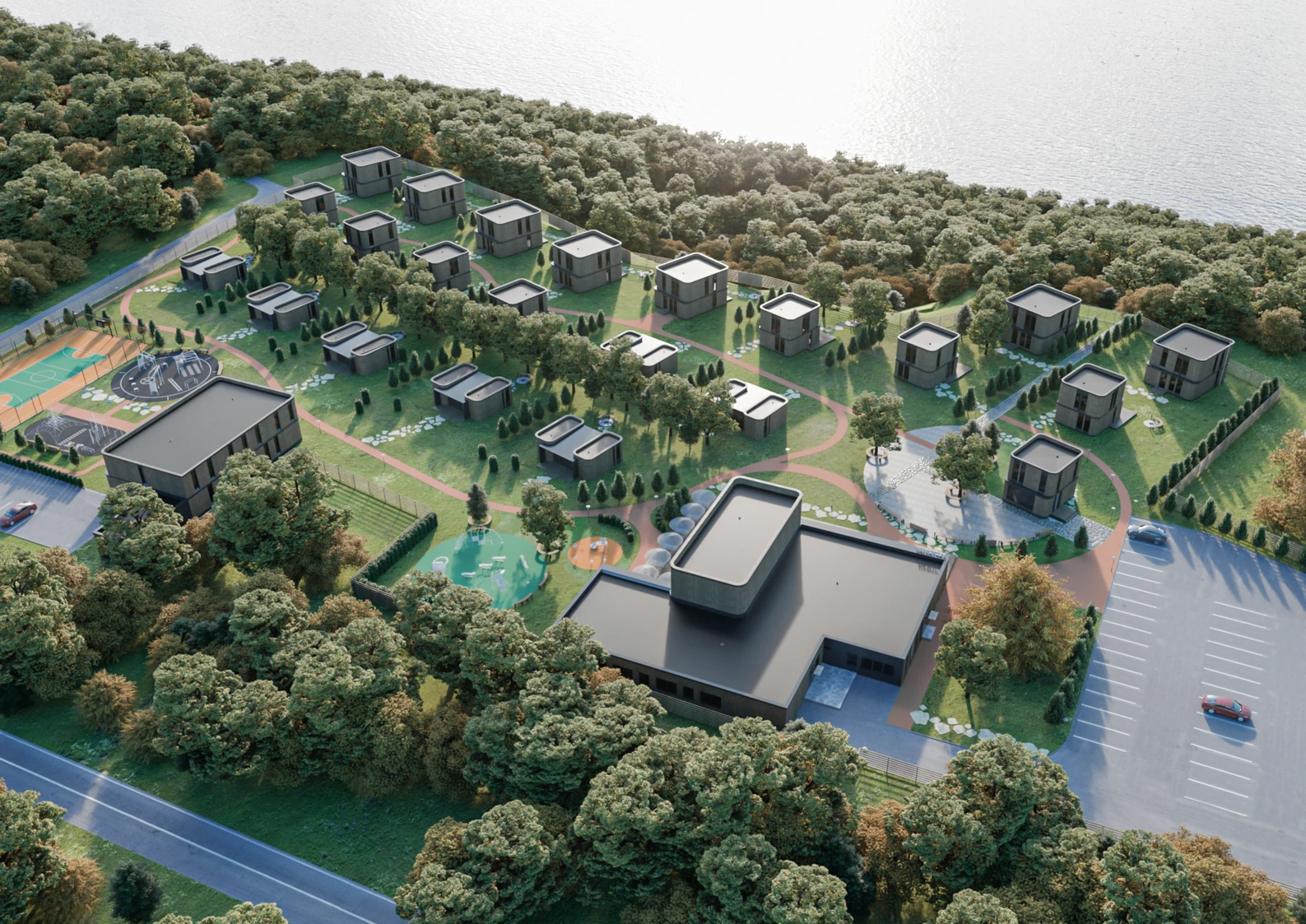 Multifunctional hotel complex — visualisation 1, general view
