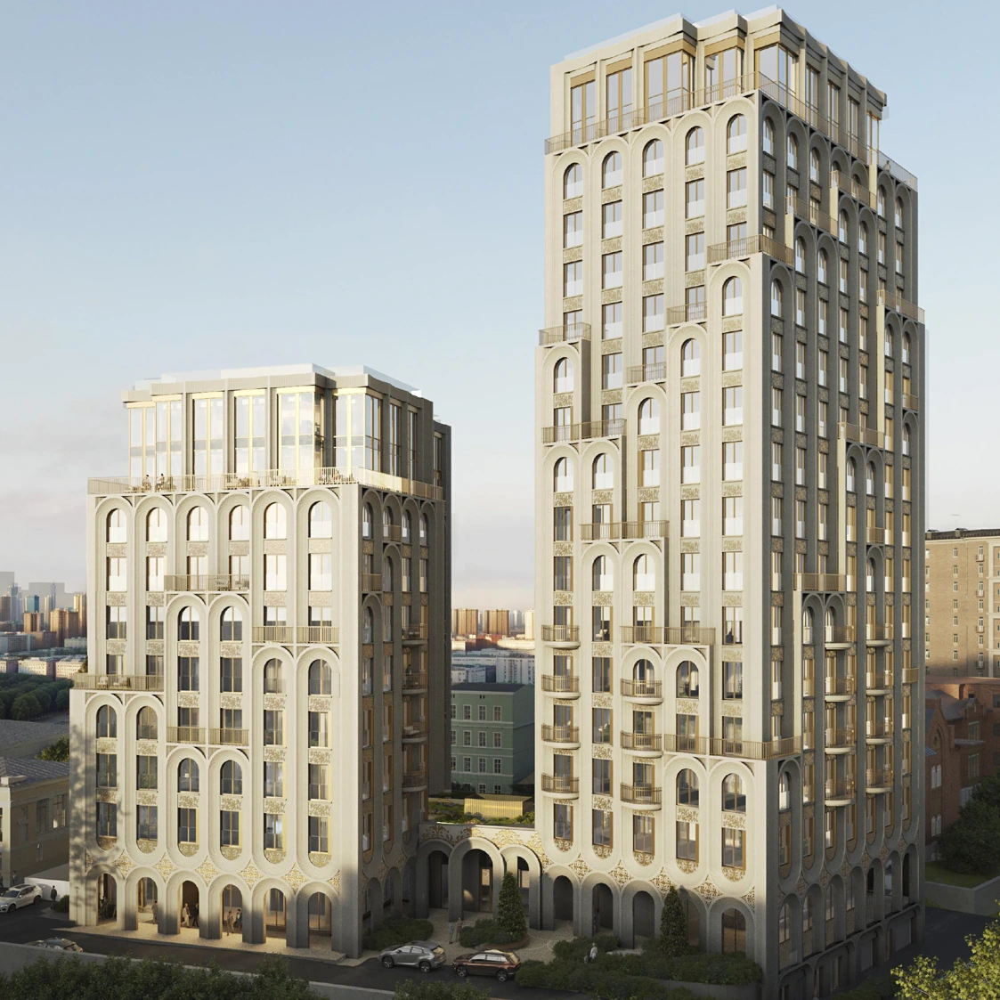 Apartment building with underground parking — project visualisation